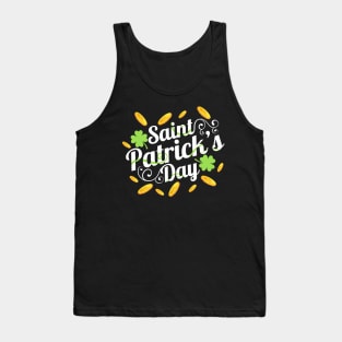 Golden Coins And Shamrocks On A Logo For St. Patricks Day Tank Top